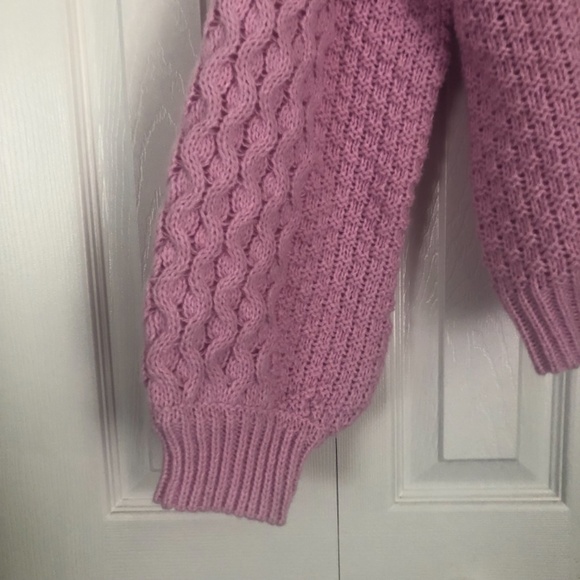 NWT Light Purple Woven Heart Cable Knit Sweater OverSized Turtle Neck Womens XL - Picture 2 of 5
